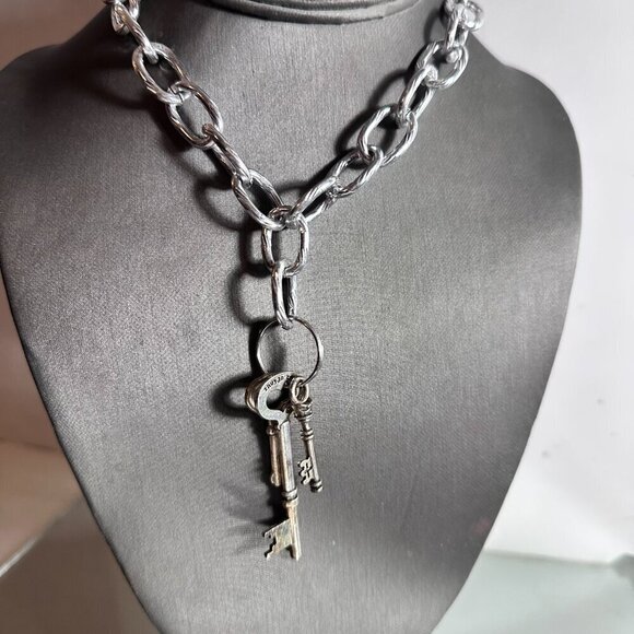 Key FOB Keys Lock Handmade Silver Necklace Choker Punk Rocker Gift NWT Steampunk - Picture 5 of 7
